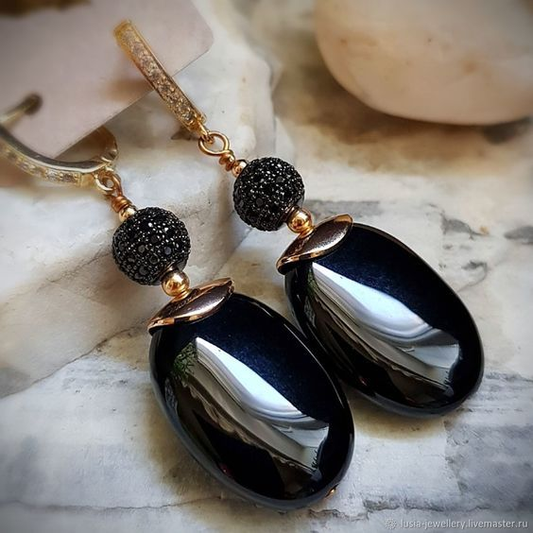 Vintage Black Earrings-Maryam Jewelry