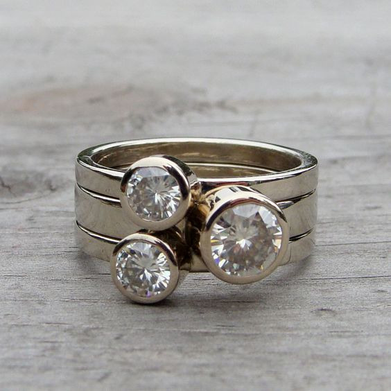 Vintage Triple Zirconia Layered Ring-Maryam Jewelry