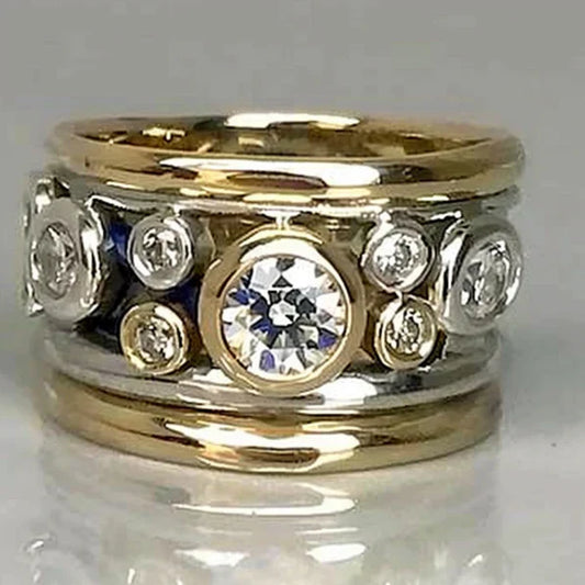 Vintage Inlaid Layered Zirconia Ring-Maryam Jewelry