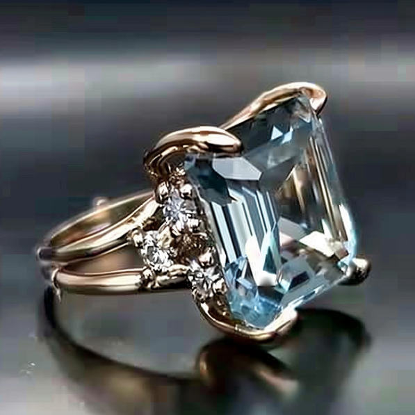 VIntage Layered Zirconia Blue Crystal Ring-Maryam Jewelry