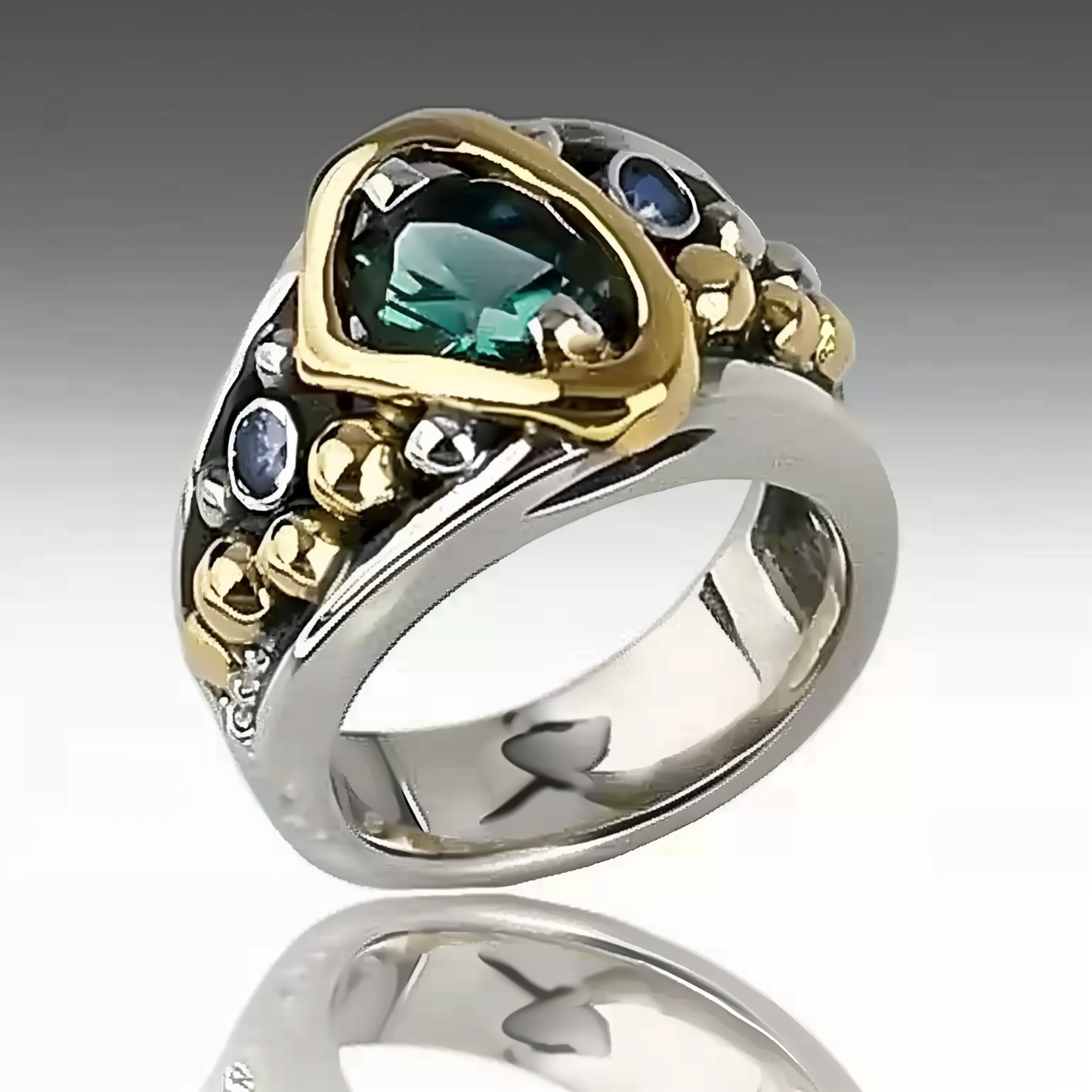 Vintage Irregular Green Crystal Ring-Maryam Jewelry