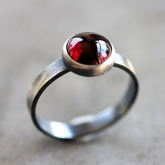 Vintage Red Inlaid Bright Stone Ring-Maryam Jewelry