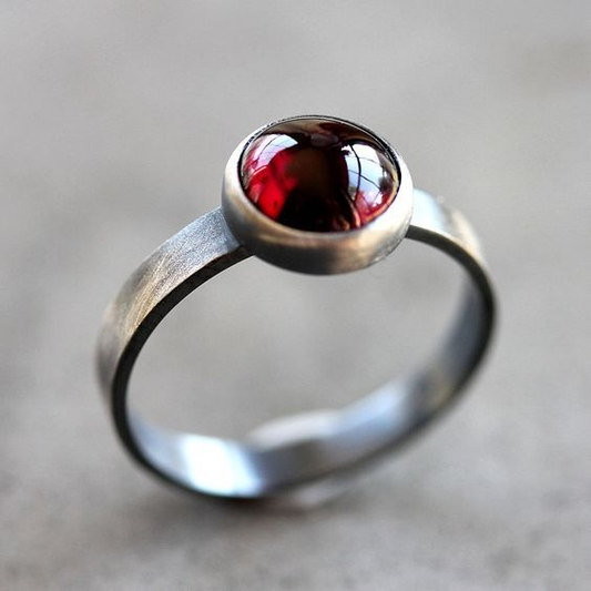 Vintage Red Inlaid Bright Stone Ring-Maryam Jewelry