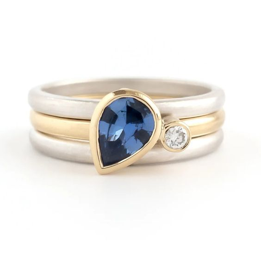 Vintage Blue Inlaid Drop Layered Ring-Maryam Jewelry