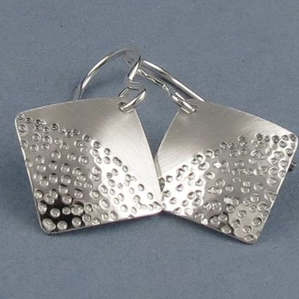 Vintage Silver Plated Square Earrings-Maryam Jewelry