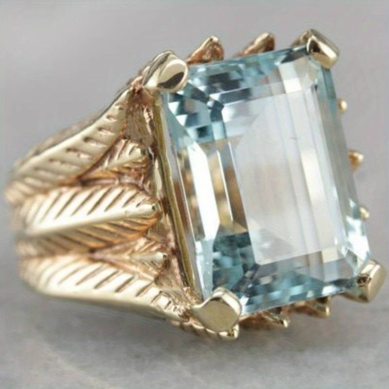 Vintage Blue Glass Golden Ring-Maryam Jewelry