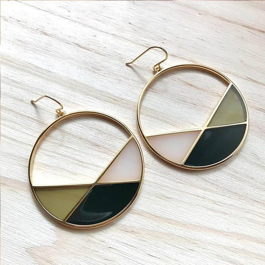 Vintage Rounded Hollow Green Earrings-Maryam Jewelry