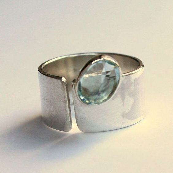 Vintage Green Inlaid Crystal Silver Ring-Maryam Jewelry