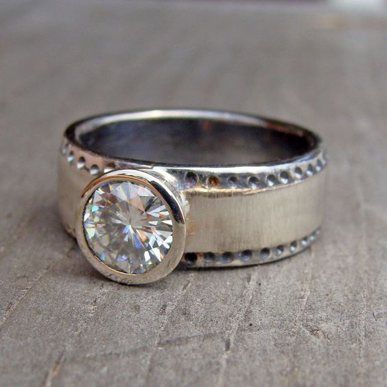 Vintage Inlaid White Glass Silver Ring-Maryam Jewelry