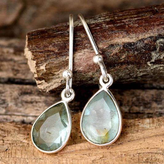 Vintage Crystal Drop Silver Earrings-Maryam Jewelry