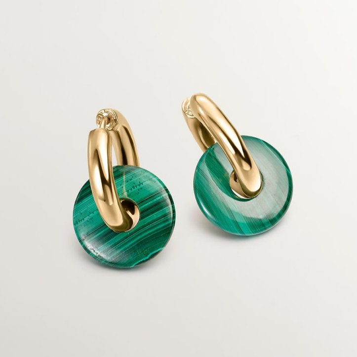 Vintage Green Enamel Stone Earrings-Maryam Jewelry