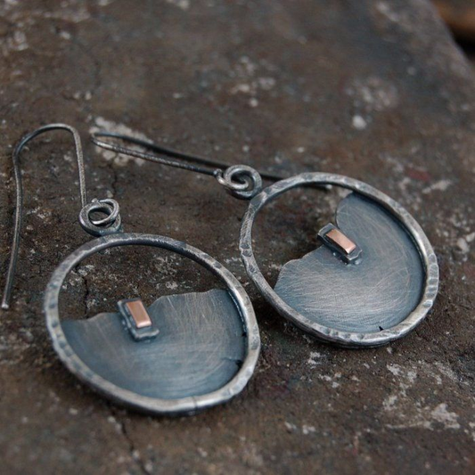 Vintage Rounded Silver Plated Earrings-Maryam Jewelry