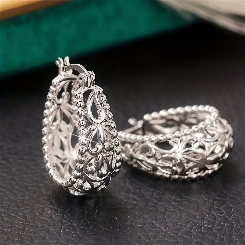 Vintage Hollow Bright Basket Silver Earrings-Maryam Jewelry