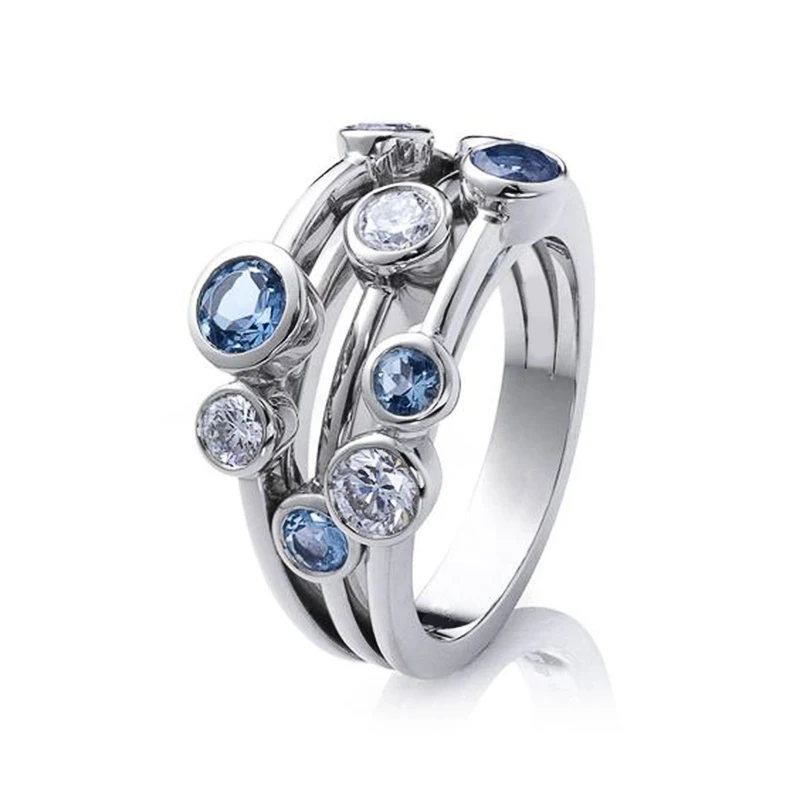 Vintage Silver & Blue Zirconia Ring-Maryam Jewelry