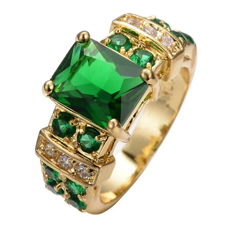 Vintage Green Crystal and Gold Ring-Maryam Jewelry