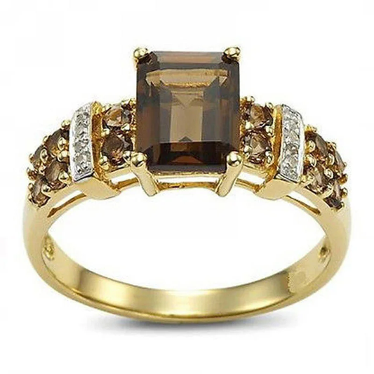 Vintage Brown Crystal and Gold Ring-Maryam Jewelry