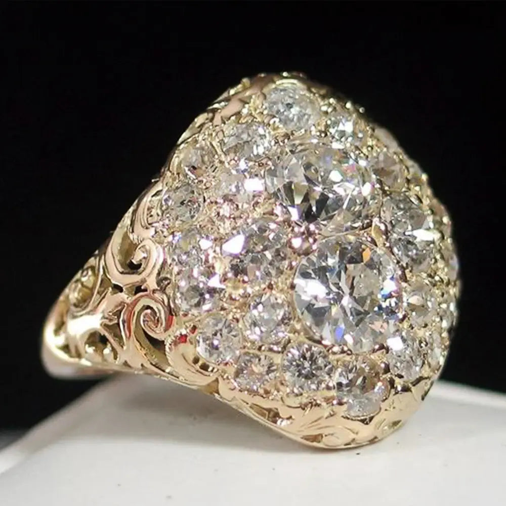 Round Golden Vintage Diamond Ring-Maryam Jewelry