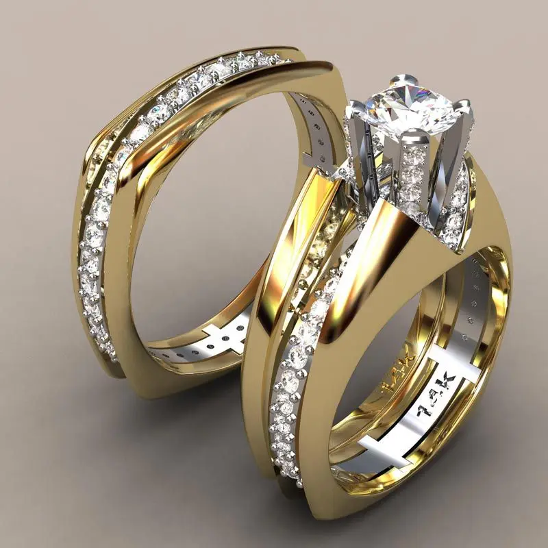 Vintage Golden & Crystal Ring Set-Maryam Jewelry