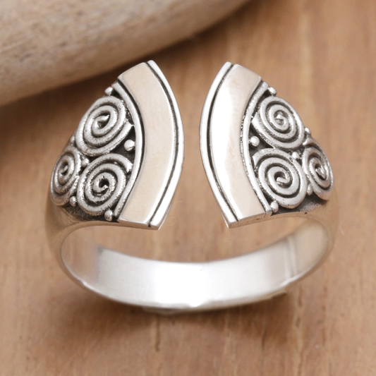 Vintage Open Silver Spiral Ring-Maryam Jewelry