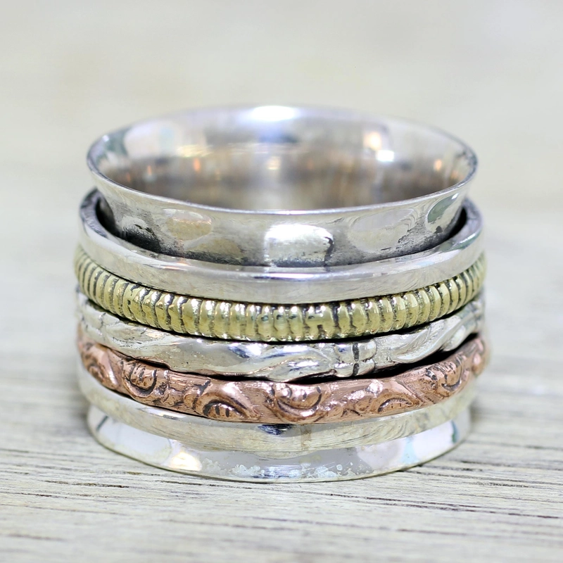 Vintage Gold & Silver Rose Ring-Maryam Jewelry