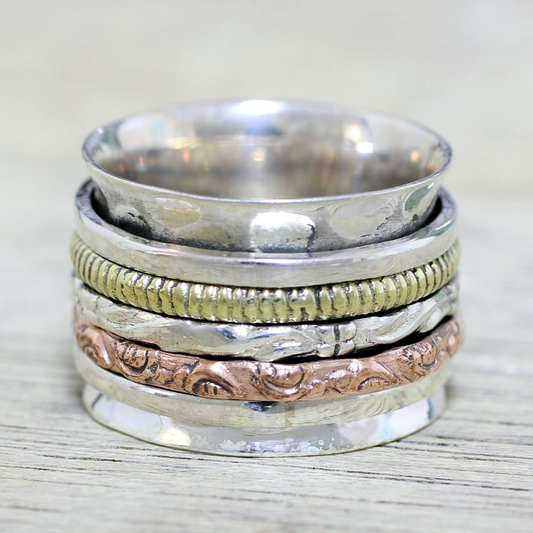 Vintage Gold & Silver Rose Ring-Maryam Jewelry