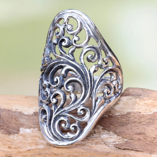 Vintage Silver Hollow Ring-Maryam Jewelry