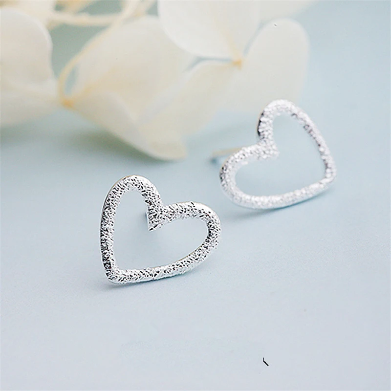 Vintage Bright Silver Heart Earrings-Maryam Jewelry