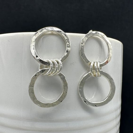 Vintage Hollow Circles Silver Earrings-Maryam Jewelry