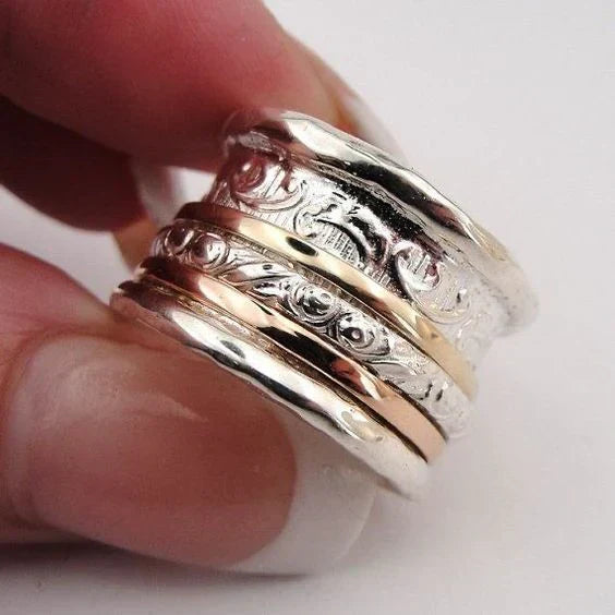 Vintage Gold & Silver Fine Ring-Maryam Jewelry