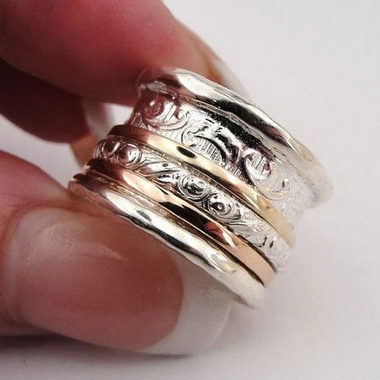 Vintage Gold & Silver Fine Ring-Maryam Jewelry