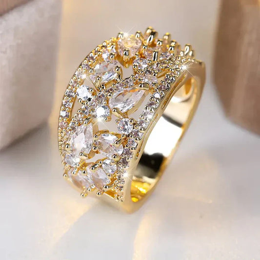 Vintage Crystals Gold Ring-Maryam Jewelry