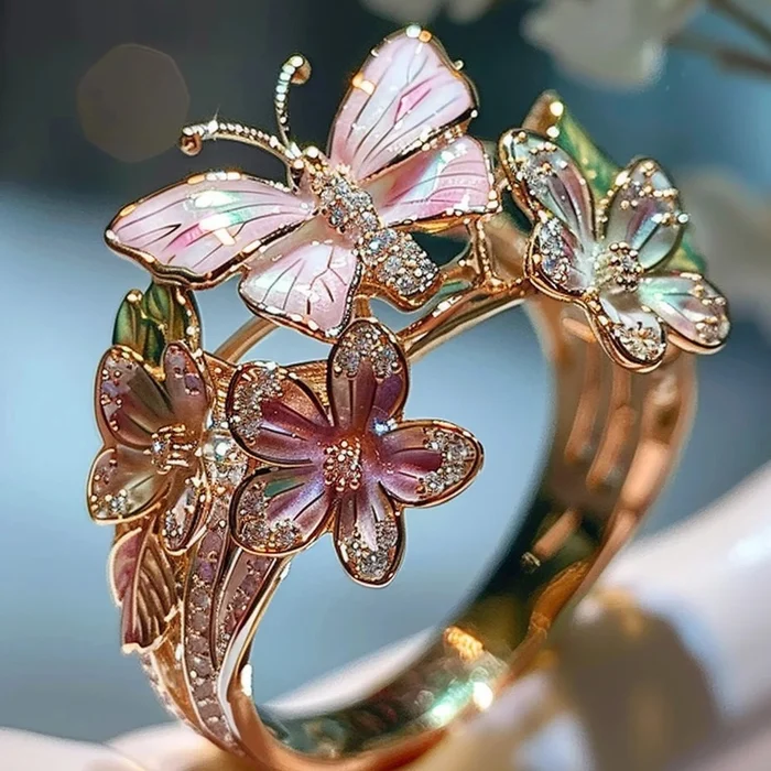 Vintage Golden Entrana Floral Ring-Maryam Jewelry