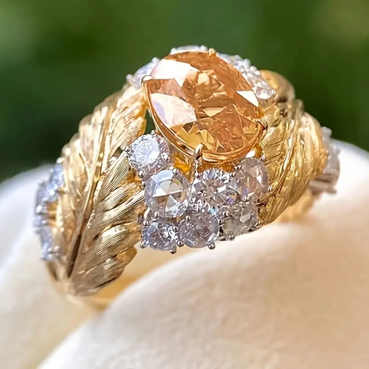 Vintage Orange Glass Ring-Maryam Jewelry