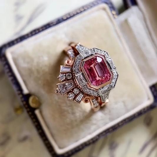 Vintage Garnet Crystal Zirconia Ring-Maryam Jewelry