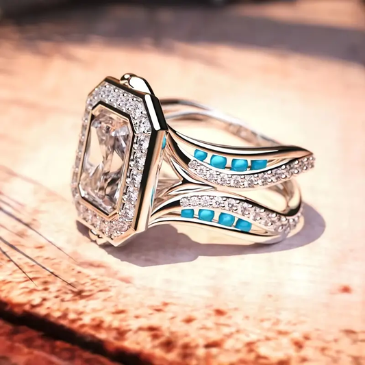 Vintage Blue Opal Zirconia Ring-Maryam Jewelry