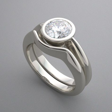 Vintage Rounded Inlaid White Crystal Silver Ring-Maryam Jewelry