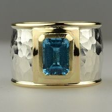 Vintage Silver & Gold Blue Crystal Ring-Maryam Jewelry