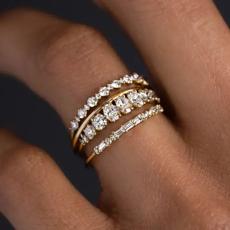 Vintage Elegant Zirconia Ring Set-Maryam Jewelry
