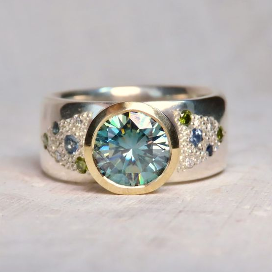 Vintage Bright Blue Zirconia Silver Ring-Maryam Jewelry