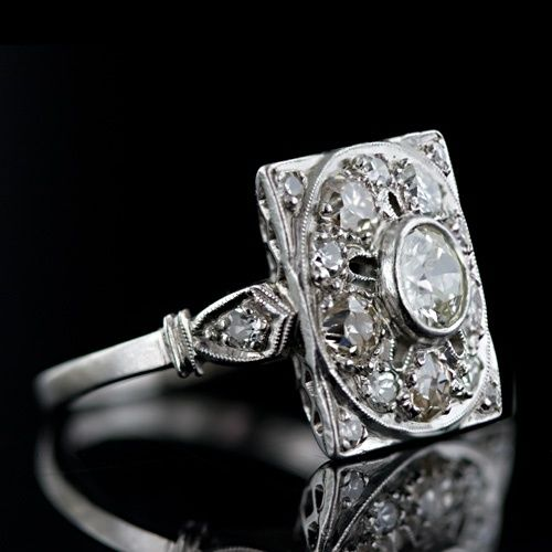 Vintage Rounded Crystal Mandala Square Ring-Maryam Jewelry