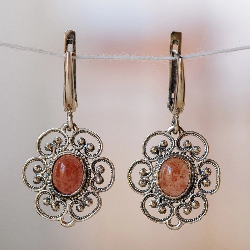 Vintage Orange Stone Earrings-Maryam Jewelry