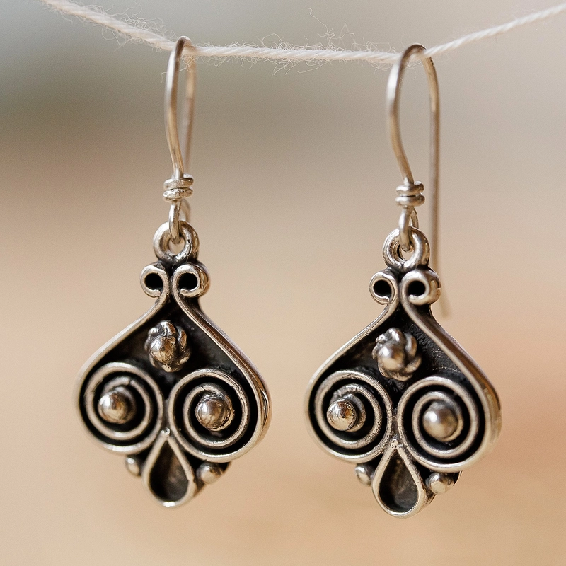 Vintage Silver Dangling Earrings-Maryam Jewelry