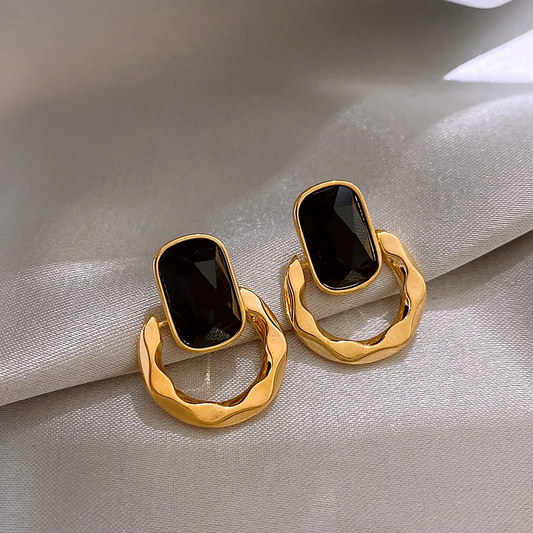 Elegant Hoop Black Earrings-Maryam Jewelry