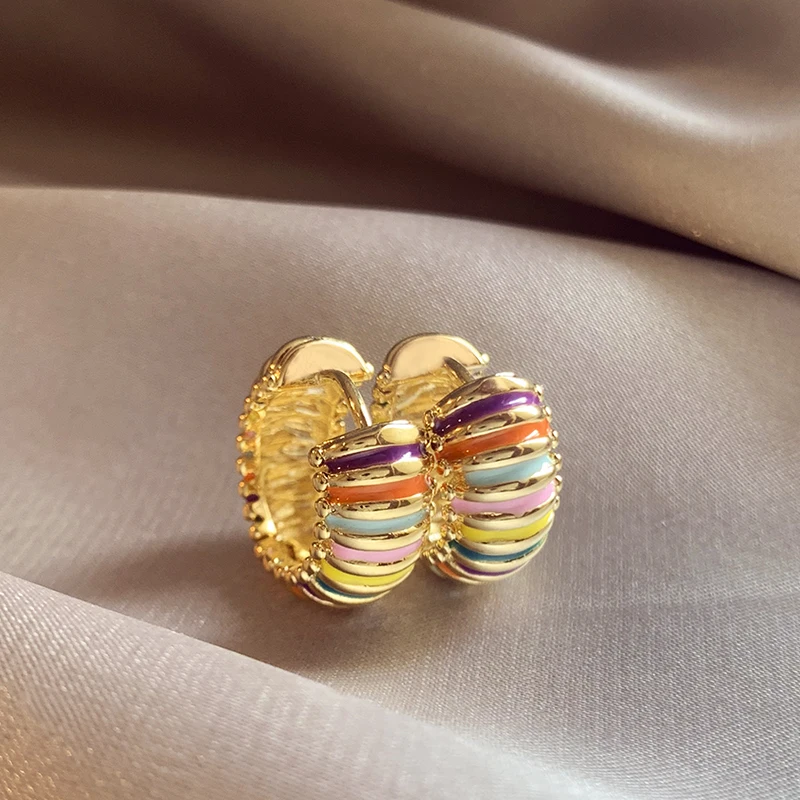 Elegant Colorful Golden Hoop Earrings-Maryam Jewelry