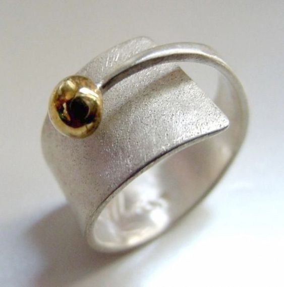 Vintage Open Gold Bead Silver Ring-Maryam Jewelry