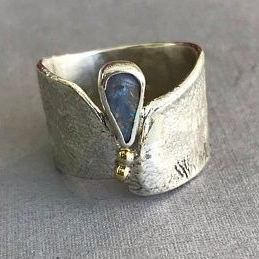 Vintage Open Blue Opal Drop Ring-Maryam Jewelry