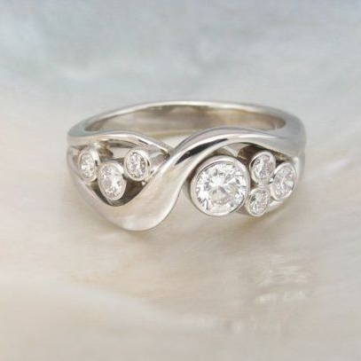Vintage Spiral Zirconia Silver Ring-Maryam Jewelry
