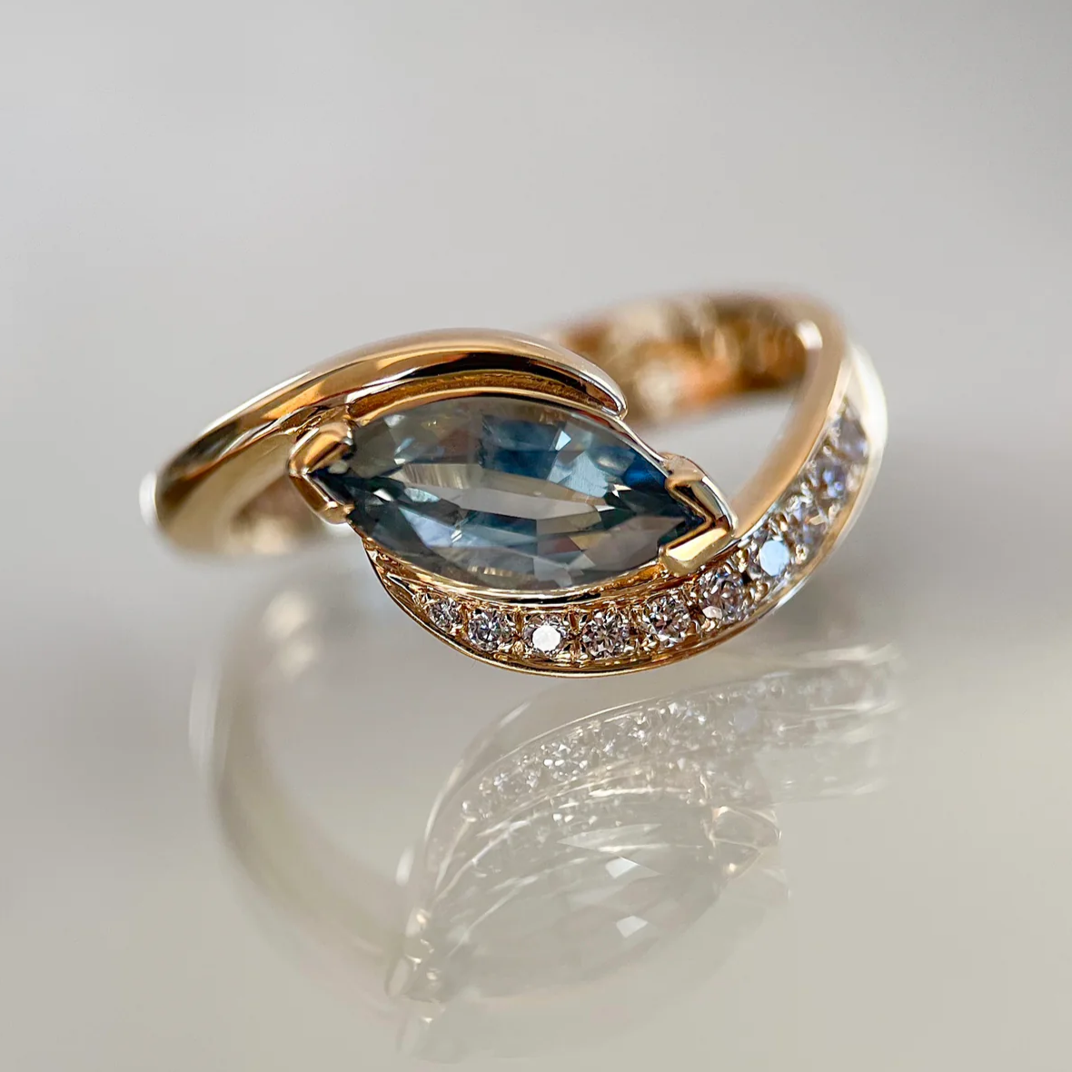 Vintage Elegant Blue Crystal Drop Ring-Maryam Jewelry