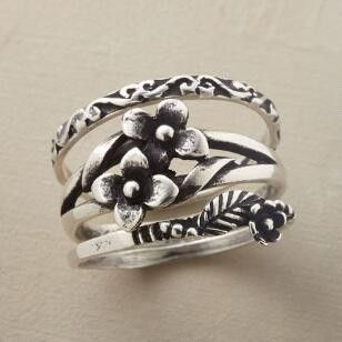 Vintage Silver Flower Layered Ring-Maryam Jewelry