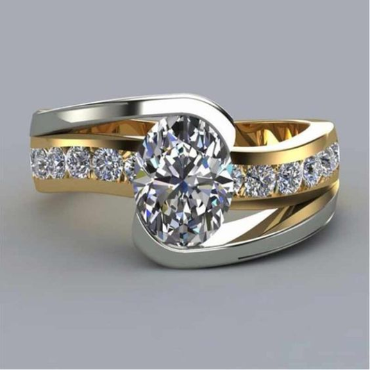 Vintage Bright Gold & Silver Ring-Maryam Jewelry